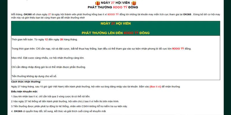 Điều kiện cần có để nhận thưởng từ nhà cái